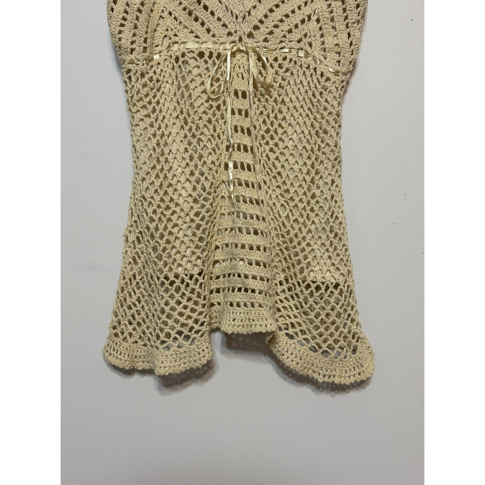 Vintage Y2K Crochet Silk Blend Babydoll Tank Top Small Boho Fairycore Festival - Picture 3 of 8